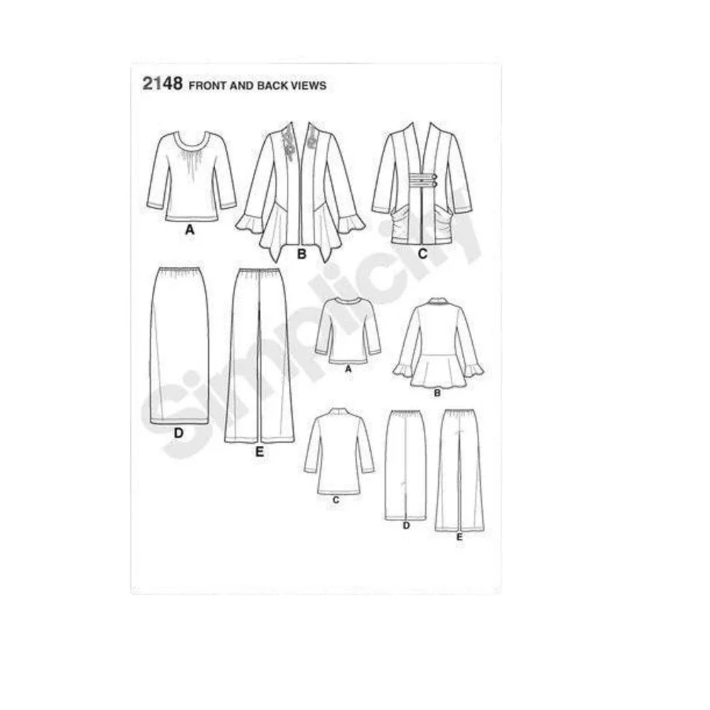 Simplicity Sewing Pattern 2148 Pants Skirt Top Cardigan Misses‎ Size 8-16